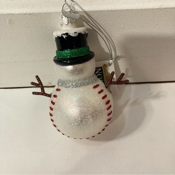 NWT Noble Gems by Kurt S. Adler Hand Blown Snowman Snowwoman baseball - Picture 3 of 6